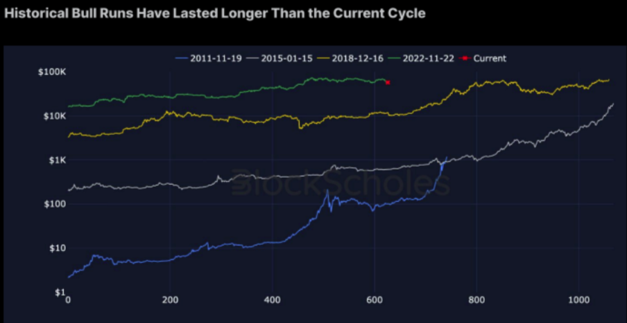 Sammenligning av historiske Bitcoin oksemarkeder.