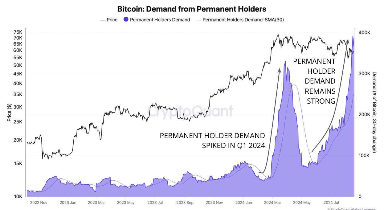 Bitcoin Permanent Holders' Demand.