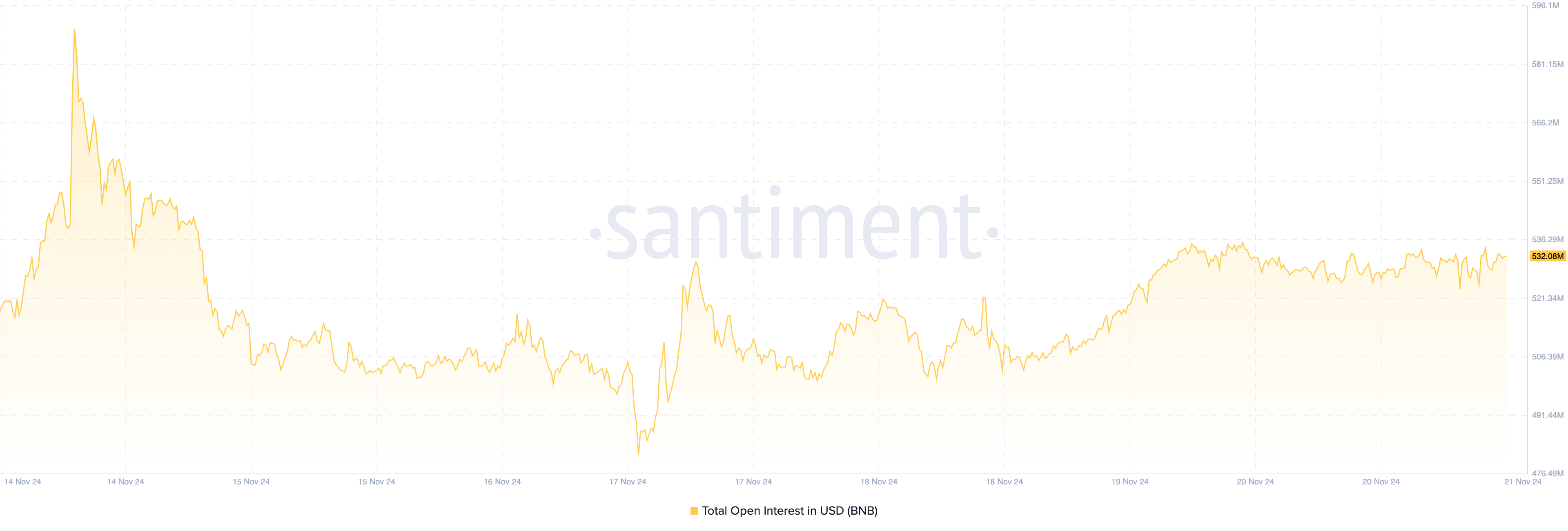 BNB open interest faller