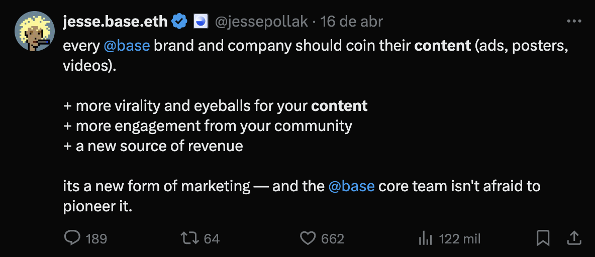 Jesse Pollak, Base founder, on X.
