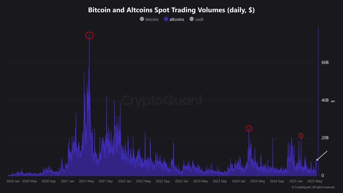 Bitcoin og altcoin spot-handelsvolumer. Kilde: Nic Puckrin