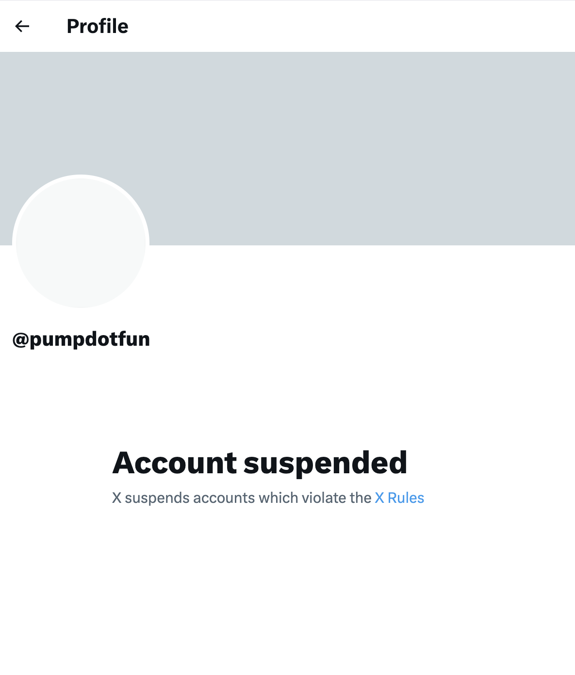 Pump.funs suspenderte X-konto