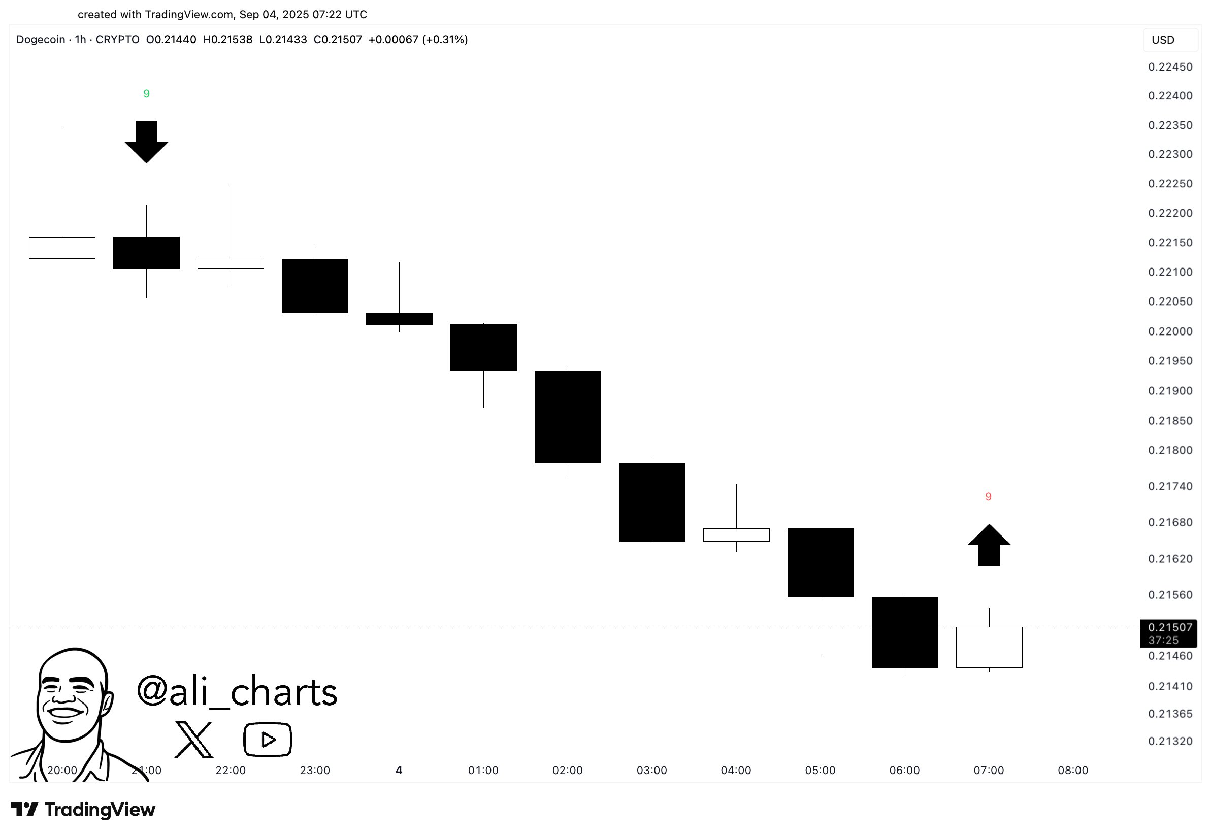 TD Sequential-indikator. Kilde: Ali på X